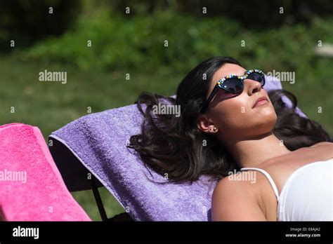 Beautiful Woman Sunbathing Stock Photos Beautiful Woman Sunbathing
