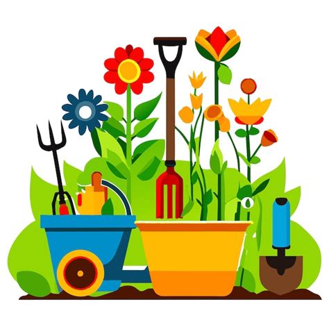 Premium Vector Gardening Tools Set Vector Illustration