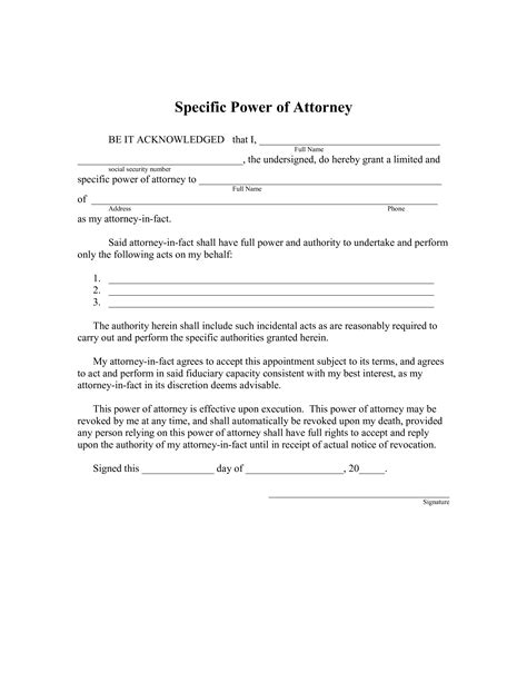 The Power Of Attorney Form Is Shown In This Image