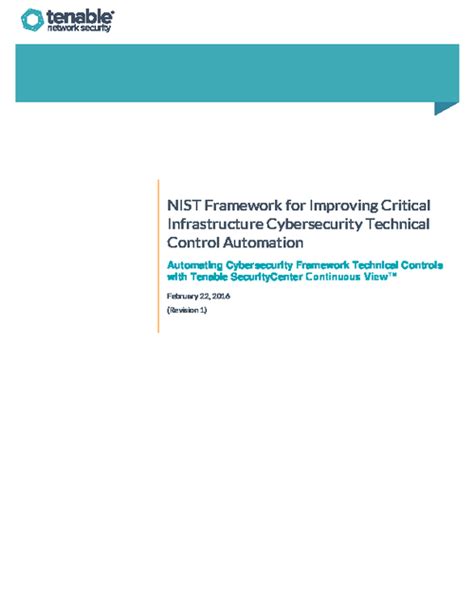 Framework For Improving Critical Infrastructure Cybersecurity Technical