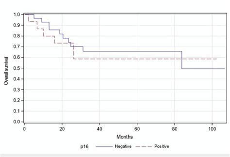 Overall Survival In P16 Positive Vs P16 Negative Patients N43 P0