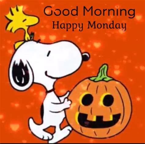 Pin By Mama On Holidays Snoopy Halloween Good Morning Happy Monday