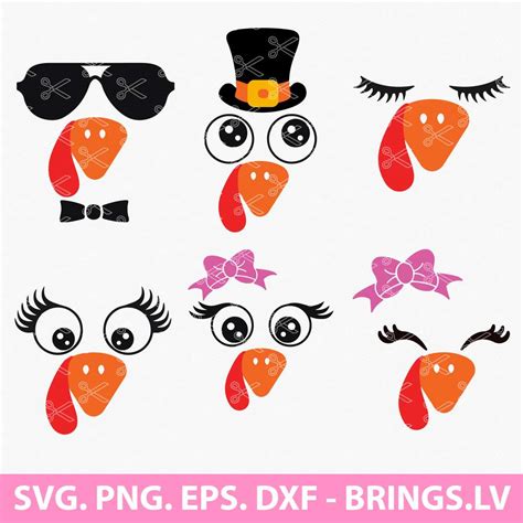 Dxf Cricut  Turkey With Bow Svg Girl Turkey Face Svg Silhouette
