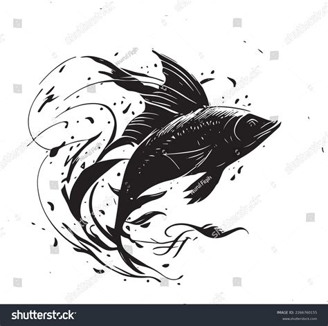 Flying Fish Silhouette Suitable Angler Community Stock Vector Royalty
