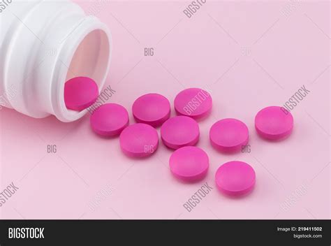 Pink Round Pills Image Photo Free Trial Bigstock