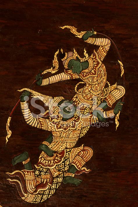 Vintage Traditional Thai Style Art Painting on Temple for Backgr Stock ...