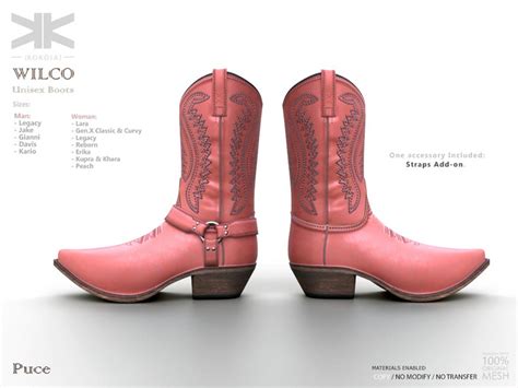 Second Life Marketplace Wilco Unisex Boots Puce Kokoia