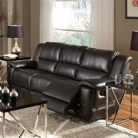 Lee Reclining Sofa In Black Leather Upholstery By Coaster 601061