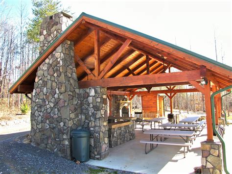 Outdoor Heavy Timber Pavillion With Full Kitchen And Fireplace