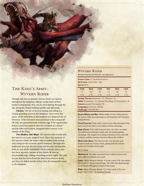 The Kings Army Wyvern Rider Dungeons And Dragons Homebrew Dnd 5e