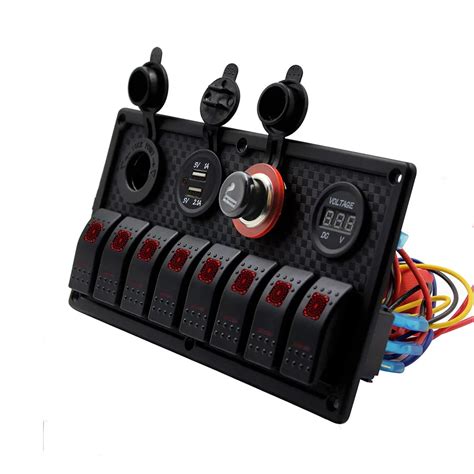 8 Gang Rocker Switch Panel Waterproof Led Dual Usb Charger Digital