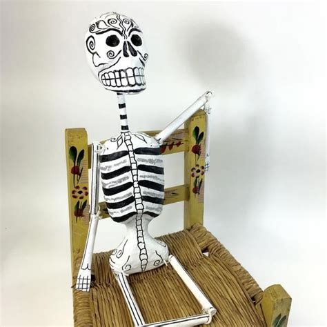 Paper Mache Day Of The Dead Skeletons With Glitter Large Day Of The