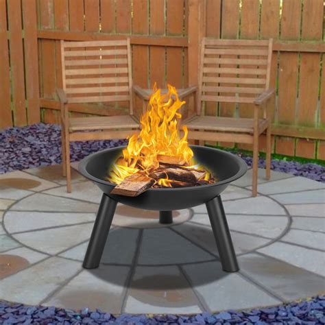 22 Inch Outdoor Wood Burning Fire Pit Segmart Fire Pit With Three