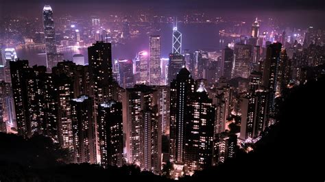 Hong Kong Skyline At Night Wallpapers Hd Wallpapers Id 25208