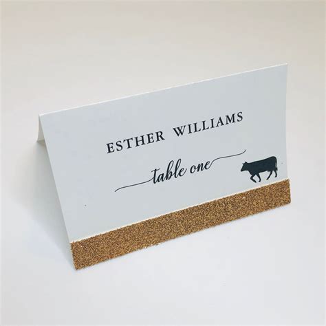 Glitter Wedding Place Card Meal Choice Wedding Custom Etsy