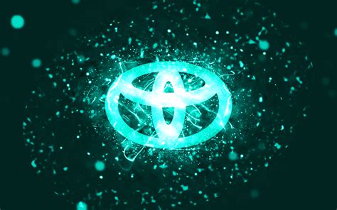 Download Wallpapers Toyota Turquoise Logo 4k Turquoise Neon Lights