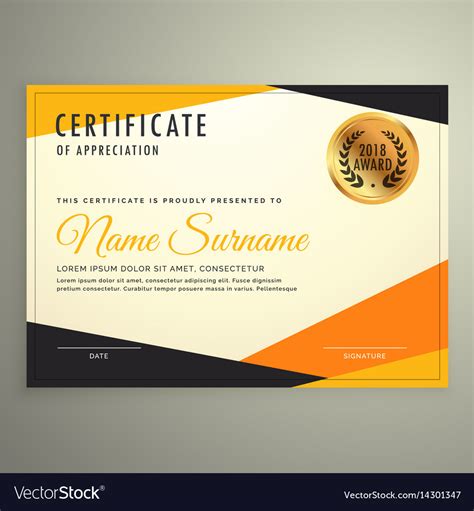 Certificate Design Template With Clean Modern Vector Image