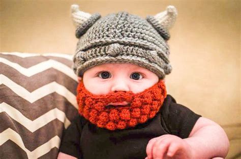 A newborn beard hat would be too cute! 3 Cute Viking Knit Hat Patterns - Sizzle Stich