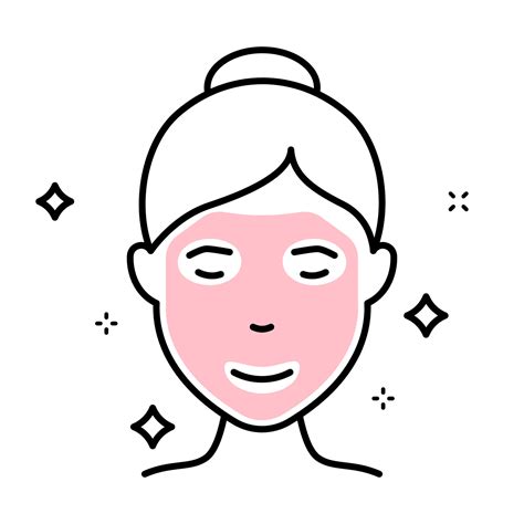 Woman With Facial Sparkle Mask Line Icon Beauty Cosmetic Face Mask For Girl Linear Pictogram