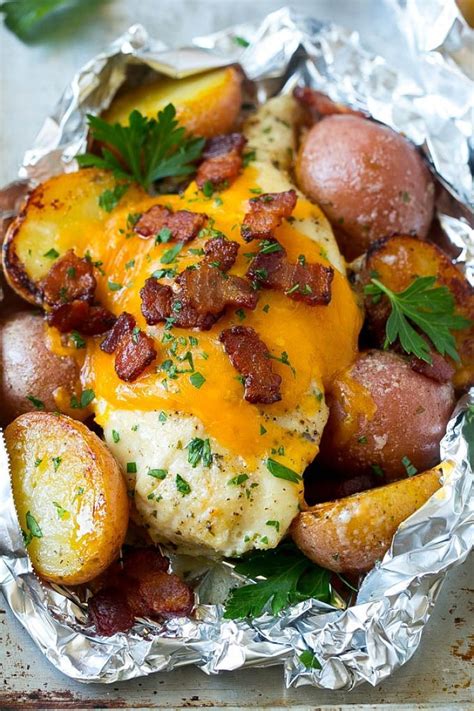 Fish Potatoes And Herbs Cooked In A Foil Packet Chicken Foil Packets