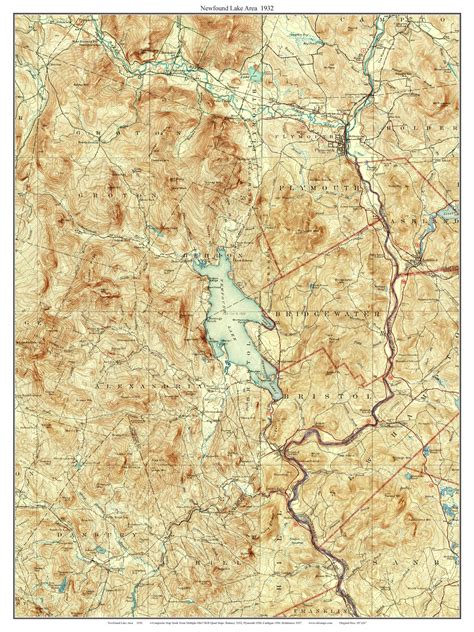 Newfound Lake Area 1932 Custom Usgs Old Topo Map New Hampshire