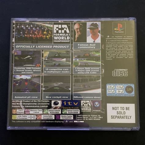 Formula 1 98 Playstation One Ps1 Pal F1 Racing Game Retro Unit