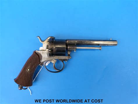 A Belgian 6 Shot 9mm Double Action Pinfire Revolver Marked