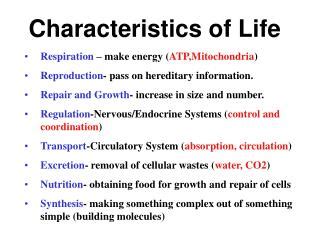 PPT - Characteristics of Life PowerPoint Presentation, free download ...