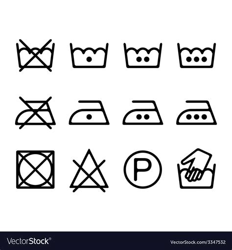 Set Instruction Laundry Icons Washing Symbols Vector Image