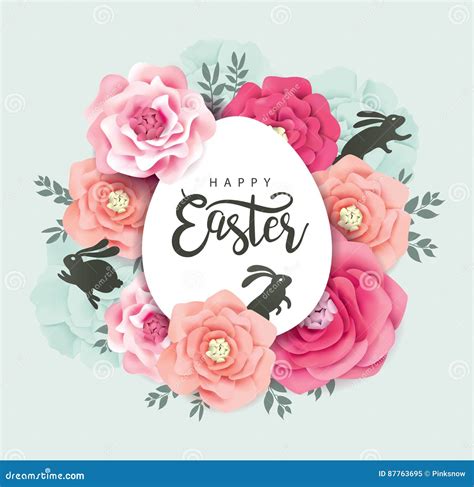 Happy Easter Stock Vector Illustration Of Blossom Decoration 87763695