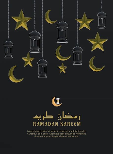 Ilustración 3d De Ramadan Kareem Con Estrellas De Media Luna De