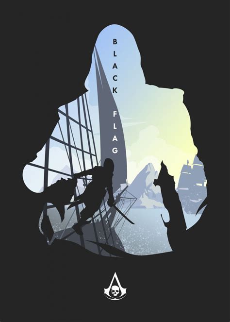 Assassins Creed Black Flag Minimalistic Poster Print Metal Posters