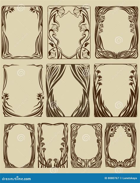 Art Nouveau Frames Cartoon Vector 8080767