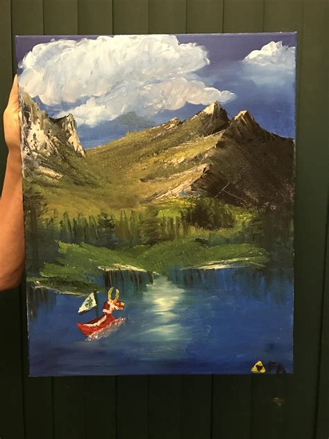 My First Attempt At A Bob Ross Painting Added A Loz Touch D Zelda