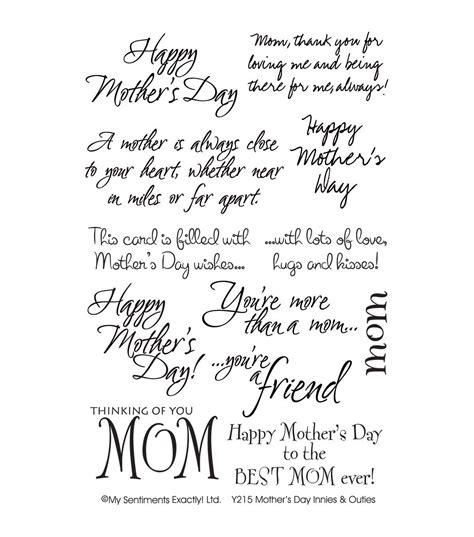 My Sentiments Exactly Clear Stamps 4x6 Sheet Mothers Day Verses For Cards Card Sayings