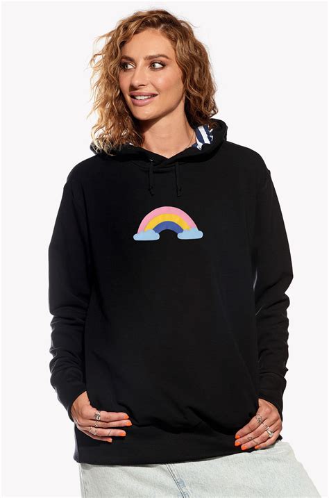 Women Hoodie Sweatshirt Black Rainbow Klokanka Pískacie