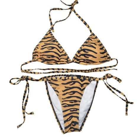 sexy women two piece luxury famous brand tiger stripes print tie rope swimwear wholesale bikini