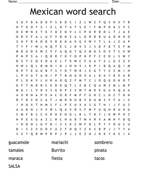Mexican Word Search Wordmint