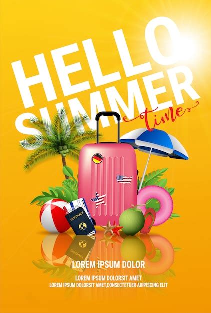 premium vector summer tropical island beach resort vacation advertisement poster