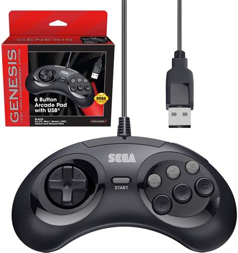 Buy Retro Bit Official Sega Genesis Usb Controller 6 Button Arcade Pad
