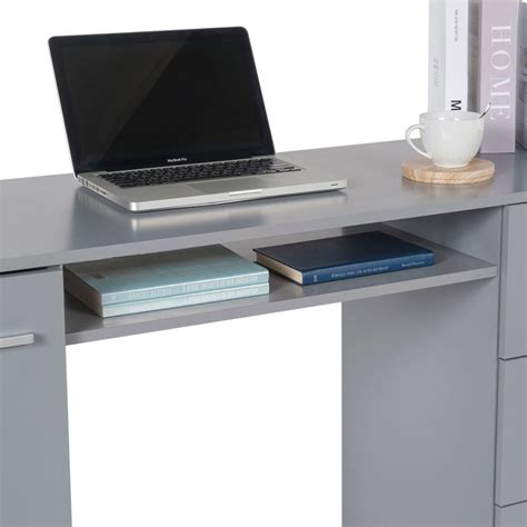 Madesa Home Office Computer Desk Workstation With Storage Space Grey