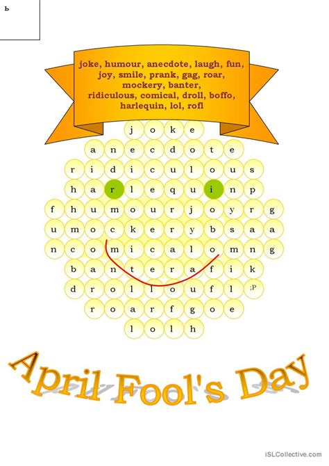 April Fools Day Word Search English Esl Worksheets Pdf And Doc