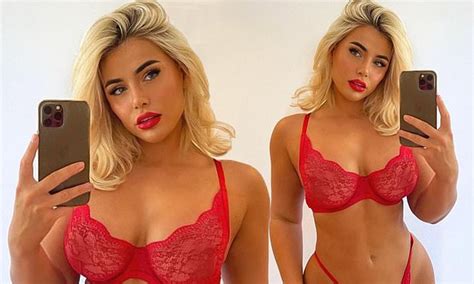 Love Islands Ellie Brown Sets Pulses Racing In Sheer Red Lingerie And Sultry Matching Lipstick