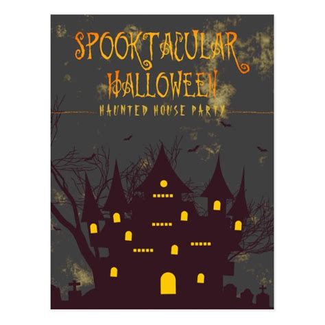 Spooktacular Halloween Haunted House Party Postcard