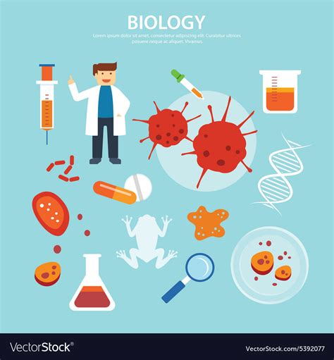 Biology Background Education Concept Flat Design Vector Image