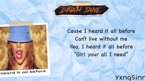 Dinah Jane Heard It All Before Lyrics - Dinah Jane - heard it all before lyrics - YouTube