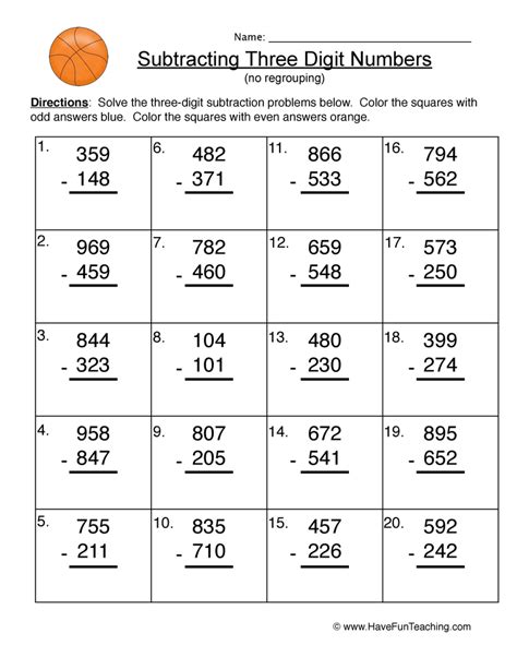 There are lots of traditional worksheets, as well as card games and math riddle puzzles. Triple Digit Subtraction No Regrouping Worksheet | Have ...