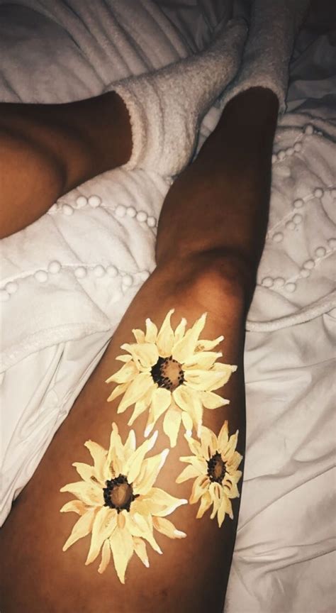 Ellietucker12 On Vsco Leg Painting Sunflowers Leg Art Body Art