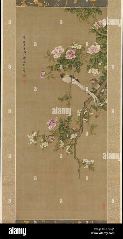 Flowers And Birds Qing Dynasty 16441911 1750 China Hanging Scroll Ink And Color On Silk