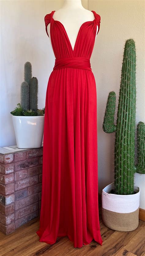 Red Bridesmaid Dress Custom Lengths Convertible Dress Etsy